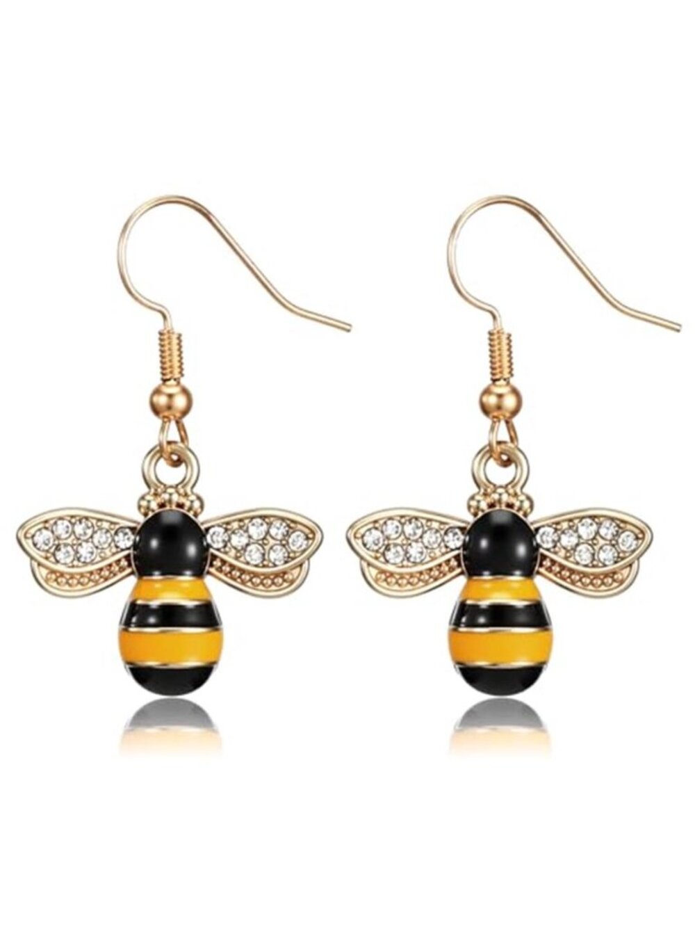 Gold Bumble Bee Drop Earrings